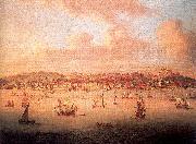 Monamy, Peter The British Fleet Sailing into Lisbon Harbor oil painting on canvas